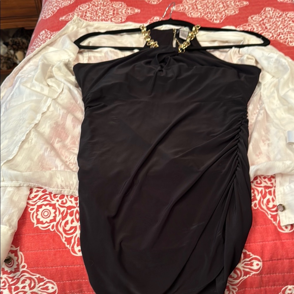 Cache Black Halter Bodycon Dress